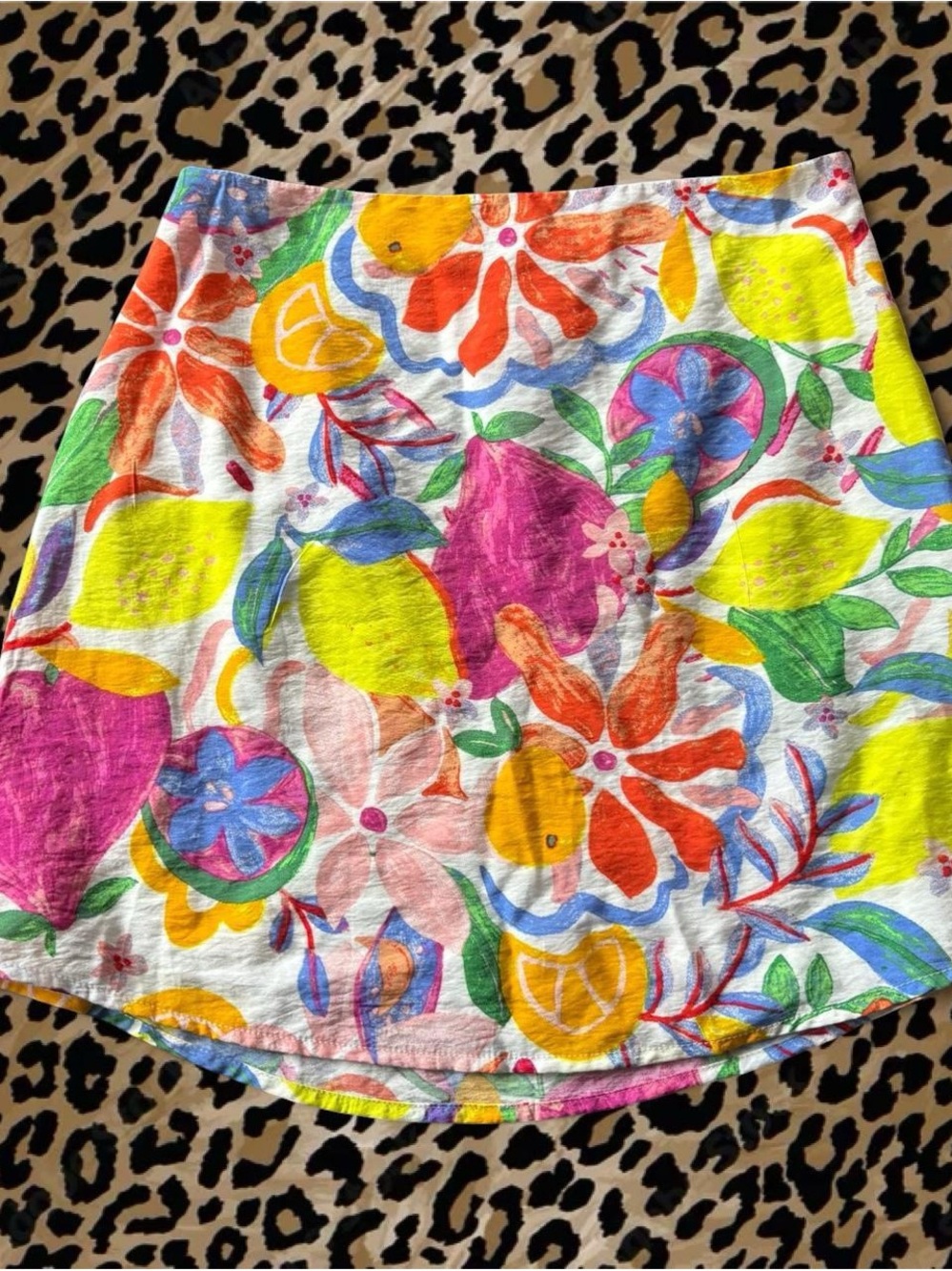 Lulu's Colorful Citrus & Floral A-Line Skirt